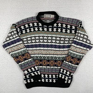 Concrete Mix Sweater Womens Large Vintage Hong Kong Pullover Colorful VTG Crew - Picture 1 of 10