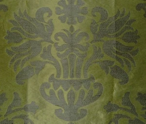 RUBELLI Claudio Pistachio Green Damask Linen Silk Viscose Italy Remnant New - Picture 1 of 2