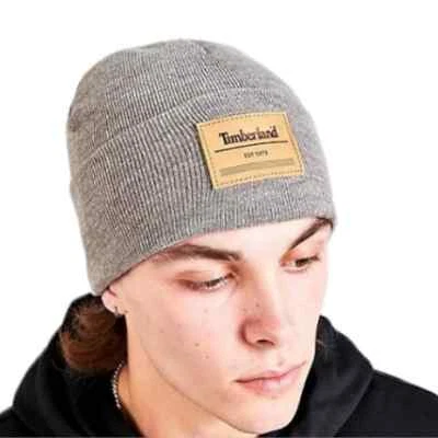 Timberland Gorro $25 Puños Cuero Parche Gris Nuevo Con Etiquetas Foto 1 de 2