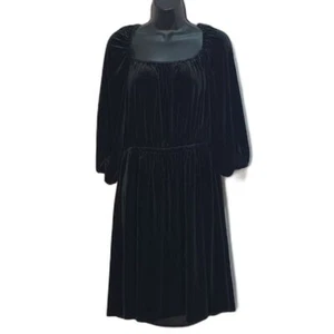 Nine West Dress Size 12 Black Velvet Croquet With Puffy Sleeves Witchcore Gothic - Picture 1 of 14