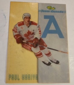 1993 CLASSIC TEAM CANADA PAUL KARIYA ACETATE INSERT HOCKEY CARD # TC2  HOF