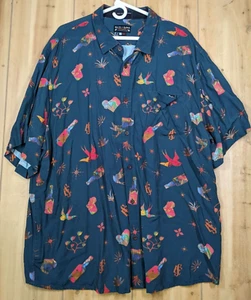Baja Llama El Sativo Tequila Nighthawk Button Up Mens Sz 3X Camp Shirt - Picture 1 of 16