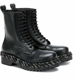 Balenciaga COMBAT LEATHER LACE BOOTS SZ 36 $1295 Authentic NEW - Picture 1 of 11