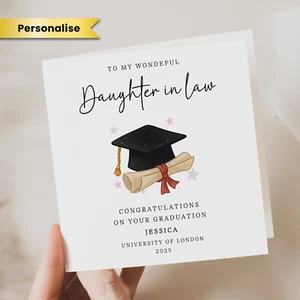 Personalised Graduation Congratulations Card For Daughter In Law Graduated Card - Picture 1 of 2