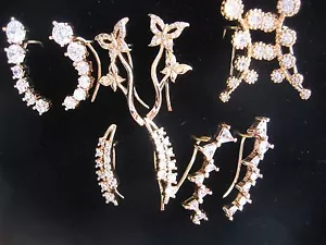 Earrings with Fish Hook type backs & CZs 5 designs U choose from 14K Gold Plated - Picture 1 of 12