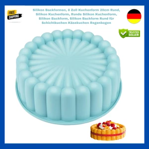 Silikon Backformen, 8 Zoll Kuchenform 20cm Rund, Kuchenform Silikon, - Bild 1 von 7
