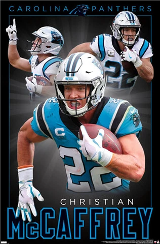 Christian McCaffrey TRIPLE-ACTION 2021 Carolina Panthers NFL 22x34 Wall POSTER Cover