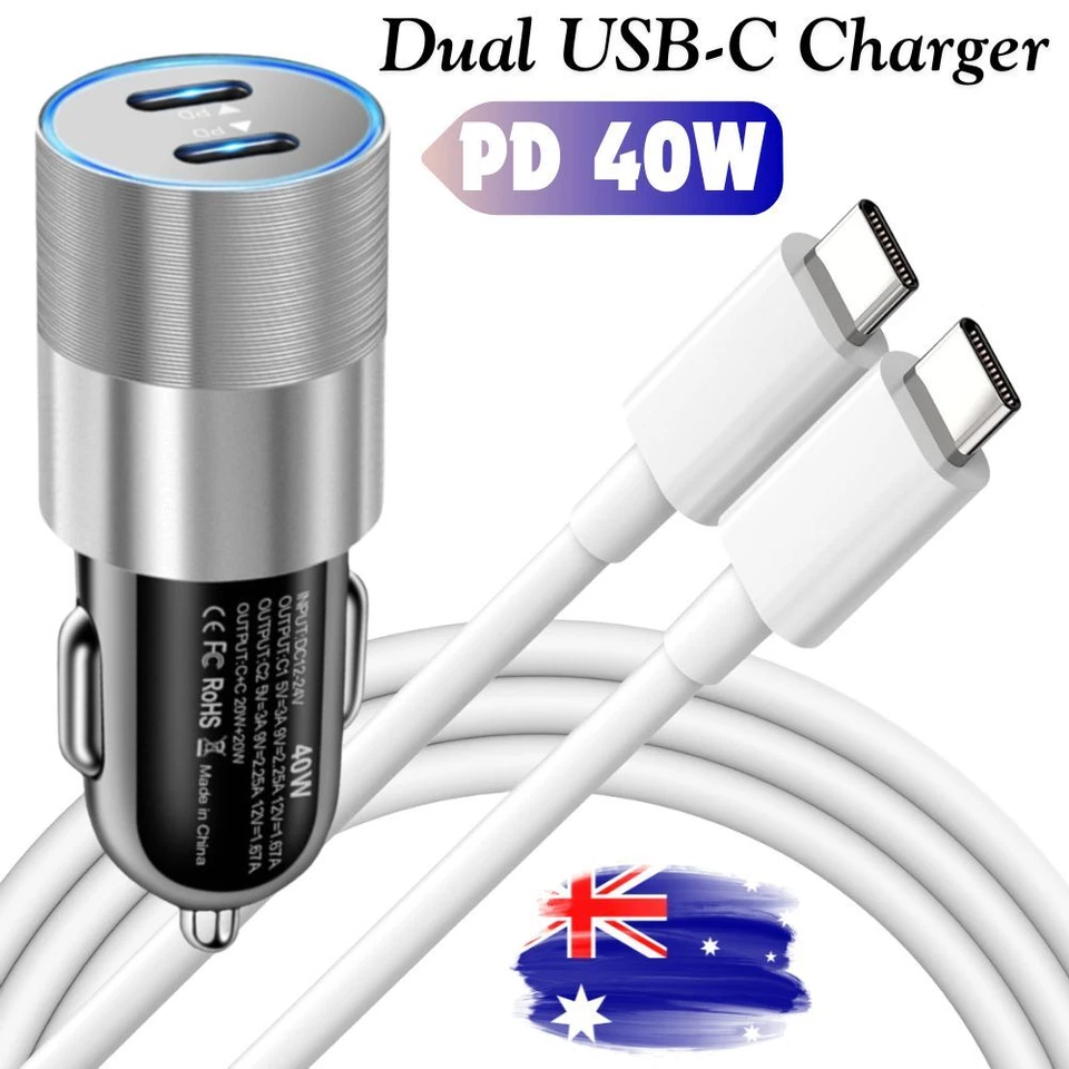 40W PD Fast Car Charger USB-C Type C Cable For iPhone 15 16 Pro Max Samsung S24 - image 1 of 4