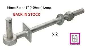 2 x GATE HOOK TO BOLT C/W WELDED WASHER (HANGER TO BOLT) 19mm PIN 400mm LONG - Picture 1 of 6