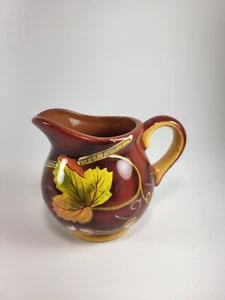 Carrie Olsen Garrard Small Pitcher/creamer Vino Rosso Brown W/ Leaves 4" - Picture 1 of 9