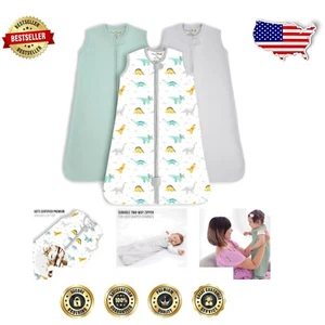 3er Pack leichter Baby Schlafsack 0,5 Tog - glattes Windelwechseldesign - Bild 1 von 11