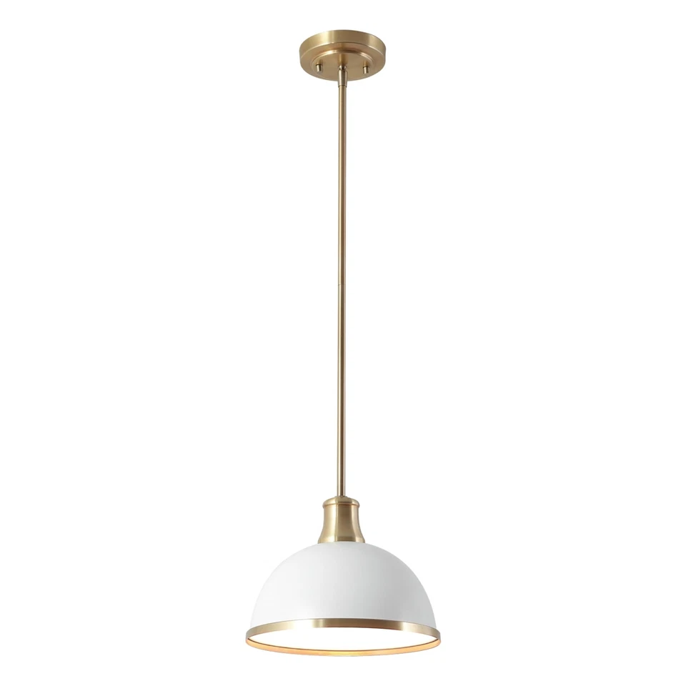 Globe Electric 60824 1-Light Pendant Matte White Matte Brass Accents -