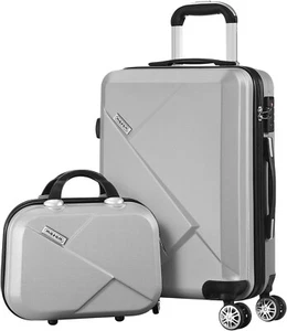 2Pcs Luggage Set with Trolley Bag Travel Suitcase Luggage Set Silver - Picture 1 of 18