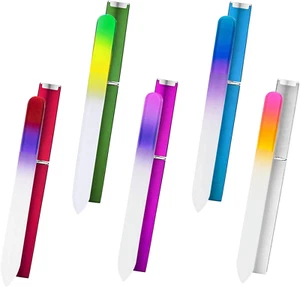 5 Pack Glass Nail File with Case, Crystal Fingernail Files, Double Sided Finger - Picture 1 of 8