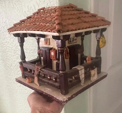 Arte popular artesanal casa de muñecas esquina pared decoración colgante miniatura cabaña casa de colección Foto 1 de 4