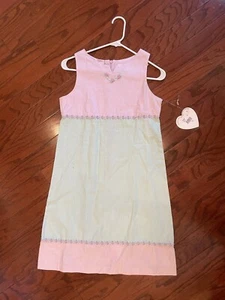 Hartstrings Kids Dress size 14 Pink and Green Flowers Knee Length - Picture 1 of 5