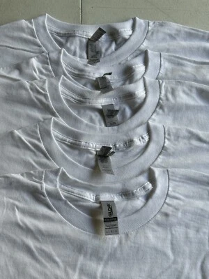 (5件装)Gildan纯白色T恤素色T恤空白衬衫批发大量 — 第 1/4 张图片