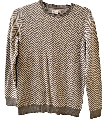 Women's Kim Rogers Gray Cream Long Sleeve Sweater Size Medium Herringbone - Image 1 of 4