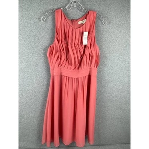 Ann Taylor Loft Dress Women's Size 6 Pink Pleated Top Ruffled Sleeveless NWT - Picture 1 of 8