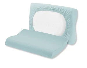 2x Bezug Spannbezug Orthopädisches Nackenkissen Baumwolle 50x70cm Blau - Bild 1 von 2