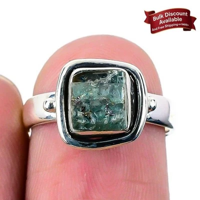 Зеленый кианит камень твердое серебро свадебное заявление кольцо ювелирных изделий размер 6 - Изображение 1 из 4