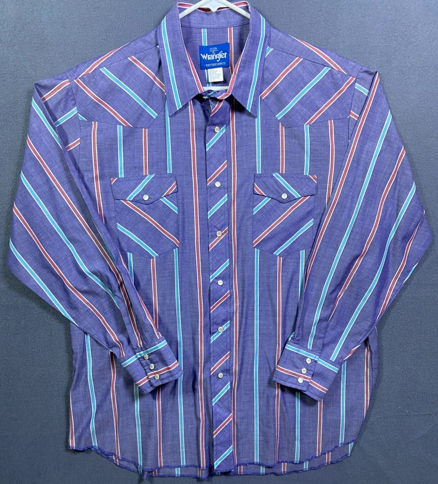 Vintage Mens Wrangler Painted Desert Striped Western Button Down Shirt 90s Sz XL - Image 1 of 4