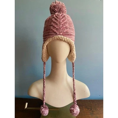 DEARFOAMS Pink Knit Sherpa Lined Beanie sz OS - Image 1 of 4