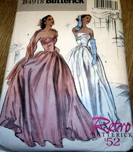 *LOVELY VTG 1950s EVENING DRESS BUTTERICK RETRO Sewing Pattern 6-8-10-12 UNCUT - Picture 1 of 2