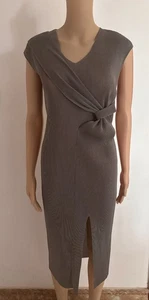 PLEATS PLEASE ISSEY MIYAKE V-neck Unique Design Gray Split Long Dress - Picture 1 of 8