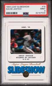 1994 Leaf David Justice Slideshow #10 Atlanta Braves PSA 9 POP 2 None higher - Bild 1 von 2
