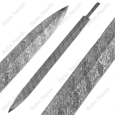 32" Handmade Full Tang Damascus Steel Blank Blade For Sword making(Fire Pattern) - Image 1 of 4