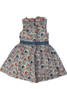 Mini Biden Girls Floral Sleeveless Linen Lined Summer Dress Blue Size 5-6 - Picture 1 of 4