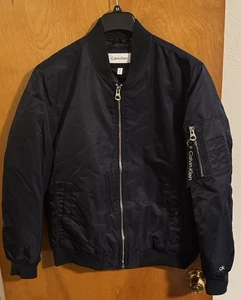 Calvin Klein Bomber Jacket Mens Medium Navy Zip Pocket - Picture 1 of 5