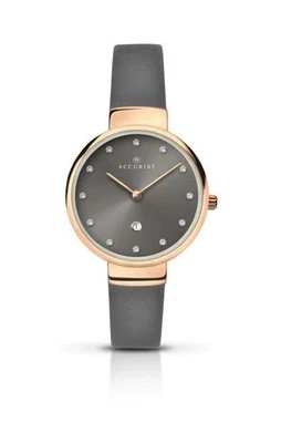 Accurist 8149 Ladies Rose Gold Tone Grey Crystal Set Dial 2 Year Warranty Foto 1 de 2