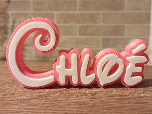CHLOE PERSONALIZE DISNEY NAME PLATE SIGN CUSTOM DOOR TAG FONT WALL BEDROOM PINK - Picture 1 of 2
