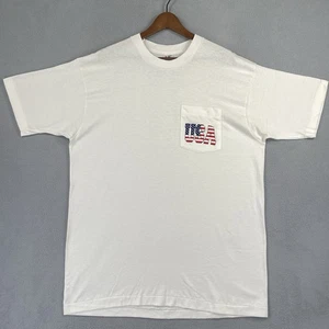 Camisa De Colección EE. UU. Para Hombres XL Blanca Puntada Única América Manga Corta Años 90 Hecha en EE. UU. - Imagen 1 de 10