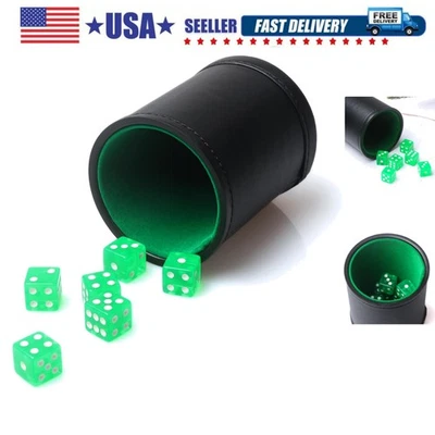 Juego de tazas para dados de cuero sintético, interior de terciopelo suave coctelera silenciosa con 6... Foto 1 de 4