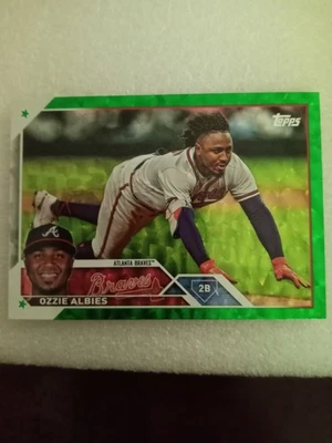 Ozzie Albies 2023 Topps Series 1 Green Foil board /499 - Near Mint or Better - Image 1 of 2