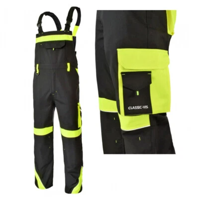 ARTMASS VIS - Herren Latzhose HOSE Dekorateurhose Kniepolster // grau-gelb