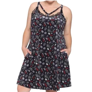 Her Universe Disney Cruella Icon Toss Velvet Strappy Dress Plus Size 2 2X - Picture 1 of 10