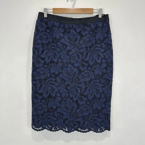David Lawrence Crochet Midi Skirt 12 (32in Waist) Blue Lined Party Workwear - Picture 1 of 8