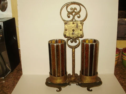 ANTIQUE SPANISH REVIVAL, ARTS AND CRAFT IRON  LAMP/CANDLE HOLDER # 1738 Cover