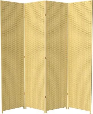 7 pies Divisor de habitación de 4 paneles de fibra tejida alta beige oscuro Foto 1 de 4