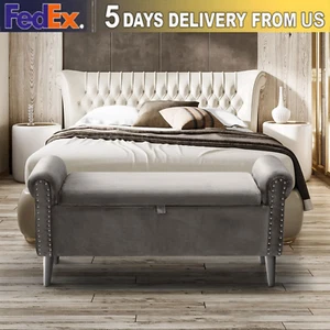 Rectangular Storage Ottoman For Bedroom Hallway Footstool Living room Sofa Bench - Picture 1 of 12