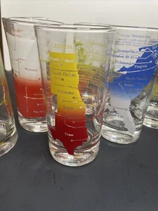 1960s U.S. States Glasses by Color Craft Mid Century MCM Set Of 8 States - Picture 1 of 8