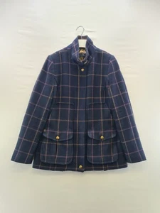 Joules Field Coat Jacket Size 12 Navy Check Tweed Wool Country Equestrian RP£249 - Picture 1 of 10