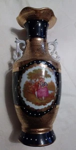 LARGE COBALT BLUE & GOLD 14" VASE LIMOGE DESIGN - Picture 1 of 4