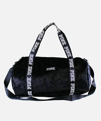 Bolso de Mano Victoria Secret ROSA Logo Terciopelo Blanco y Negro Doble Correa Nuevo Foto 1 de 3