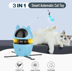 Cat Interactive Toys Laser Funny Feather Kitten Teaser Indoor Play Automatic Toy - Picture 1 of 6