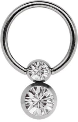 Titan Piercing Capezzolo Gioiello Anello Bcr IN 1,6mm Con Doppio Sfera Pietra IN - Immagine 1 di 2